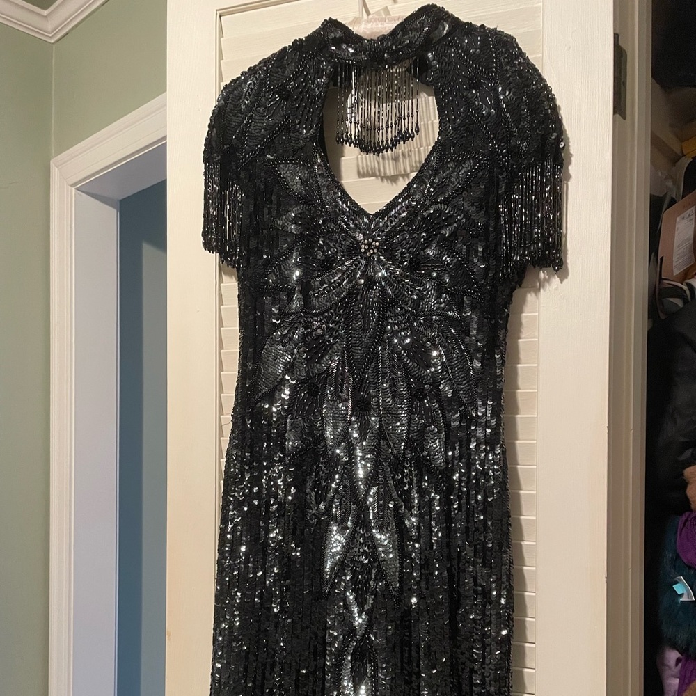 Stunning floor length sequin formal dress w/ beading